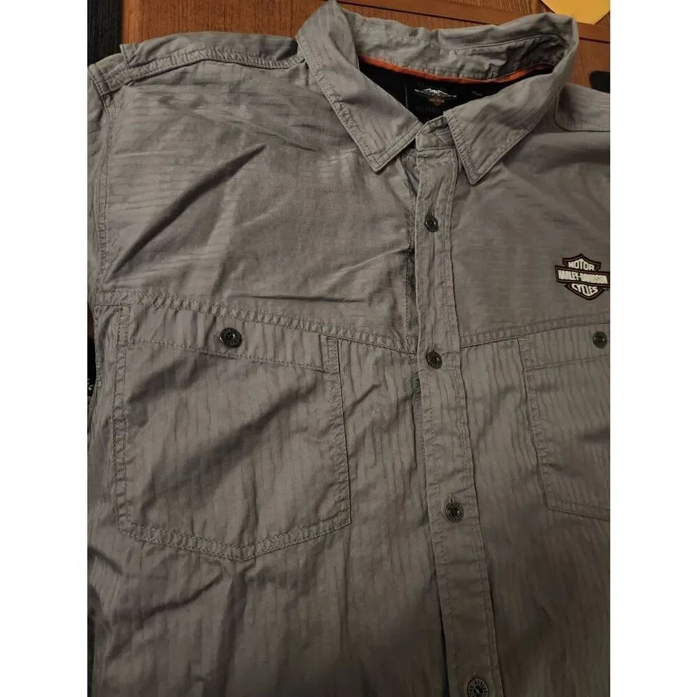 Harley-Davidson 3X Men's Canvas Button Shirt , Gray